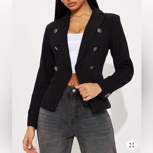 Fashion Nova Black military denim blazer